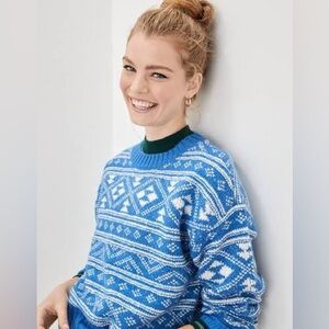 American Eagle Outfitters Fair Isle Snowdrift Sweater - small